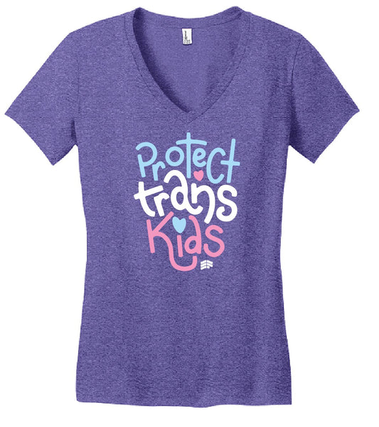 Ladies Protect Trans Kids V-Neck T-Shirt